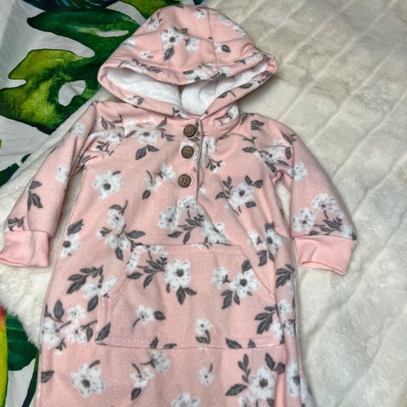 Carters 6M Light Pink Floral Faux Sherpa Lined Winter Coverall Jumpsuit - Picture 7 of 11